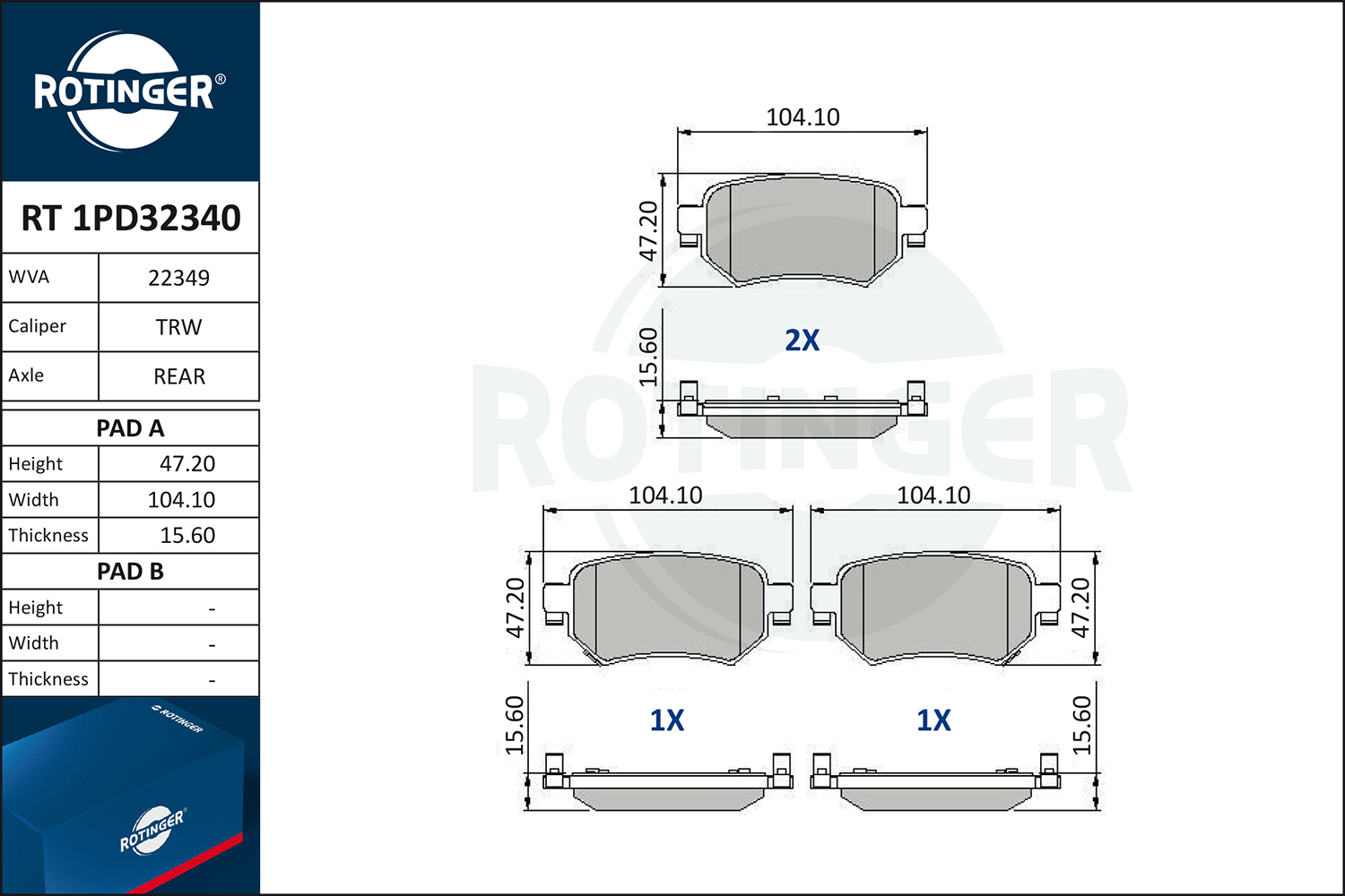 ROTINGER Fékbetét, mind RT1PD32340_ROT